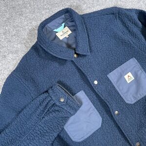 Passenger Jacket Mens XL Navy Blue Fleece Shirt Jacket Snap Front Shacket Trail